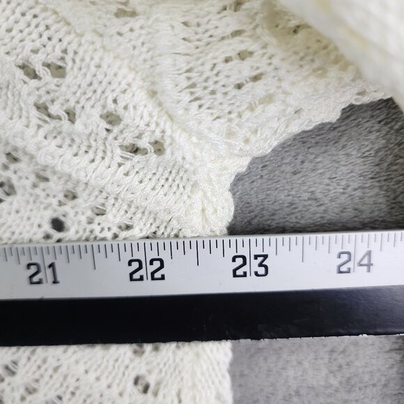 Womens Ivory White Emily Daniels Open-Knit Sweater 3/4 Sleeve Round Neck Size XL - Picture 11 of 13